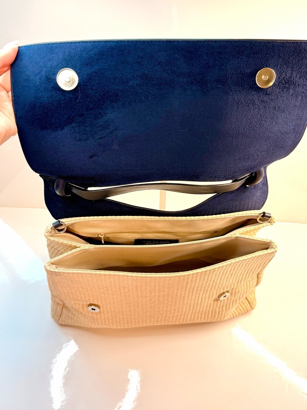 💙 Lia Numa Navy Blue & Raffia Bag — Made in Italy 🇮🇹 - Picture 11 of 14